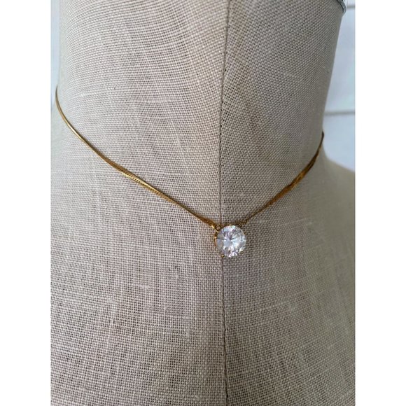 Vintage 14K Gold Serpentine Chain With 3 Carat Clear Tourmaline 4 grams - Picture 6 of 16